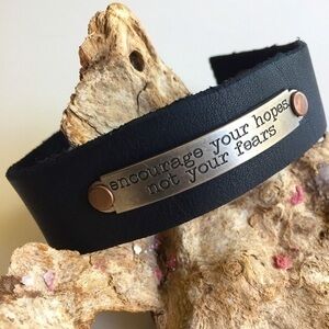 $49 SALE Handmade Leather Suede Cuff Bracelet Encourage Hope Inspire Men Women